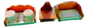 Bathroom Objects in Casale Toscano Wood and Ceramic with Floral Decoration, 1900s, Set of 5