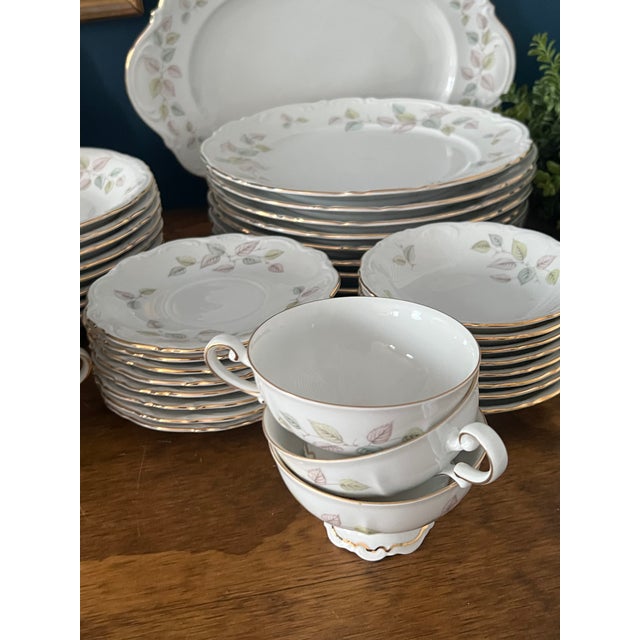 1950s 1950s Mid Century Modern Mitterteich Bavaria “Falling Leaves” Porcelain Dinner Service - 49 Pieces For Sale - Image 5 of 18