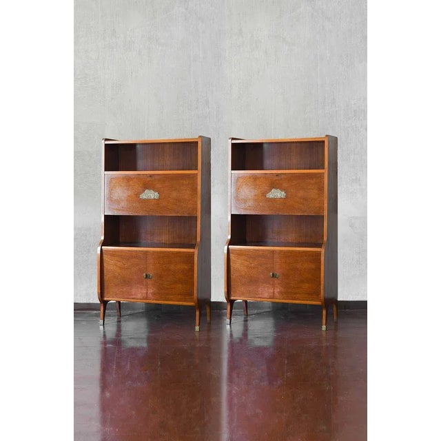 Mid-Century Wooden Sideboards with Brass Details and Decorations, Set of 2 For Sale - Image 4 of 10