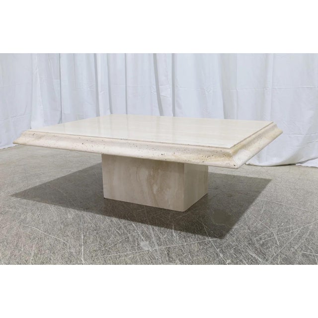 Large Vintage Italian Travertine Coffee Table | Chairish