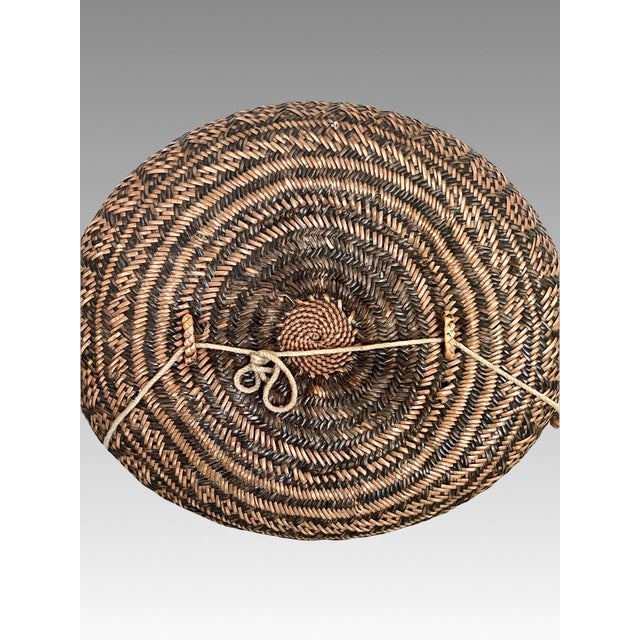 Wood 1973 Hand Woven Rattan Basket, Tote, Backpack, Borneo - Indonesia, Signed and Dated For Sale - Image 7 of 14