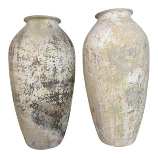 Spanish Colonial Hand-Painted Terracotta Urns, Mid-20th Century For Sale