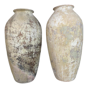 Spanish Colonial Hand-Painted Terracotta Urns, Mid-20th Century