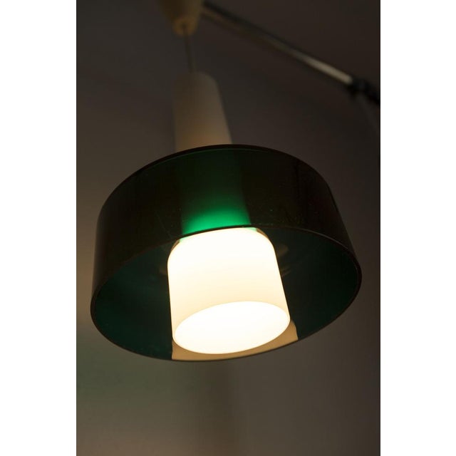 Italian 2-Piece Pendant Lamp in White Opaline and Green Transparent Glass, 1960s For Sale - Image 7 of 17