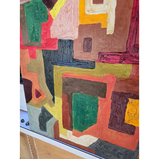Vintage Mid Century Modern Abstract Painting Colors For Sale - Image 4 of 7