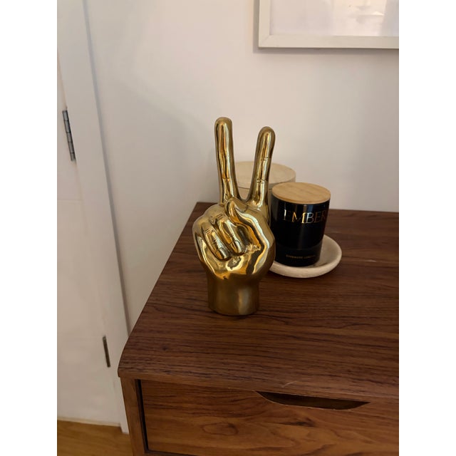 Farella Loft Antique Brass Peace Sign Hand Sculpture