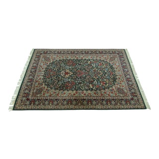 Approx: 6x9 Hand Woven Green Tabriz Rug For Sale