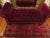 Textile Vintage Queen Ann Ottoman Red Velvet Tufted Entryway / End of Bed Couch Settee For Sale - Image 7 of 10