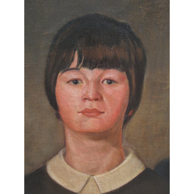 1970s Portrait of Male and Female Ancestor Figures by Works Progress Admin. Artist J. Matulis, 1970 For Sale - Image 5 of 12
