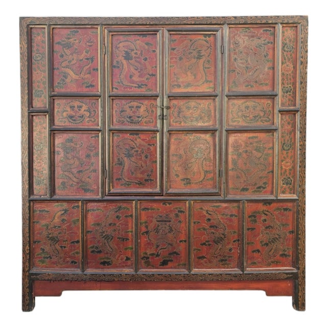19th Century Tibetan Hand Painted Cabinet For Sale