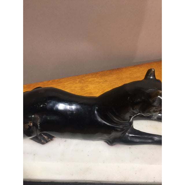 Bronze Black Panther on Marble Base For Sale In Raleigh - Image 6 of 8