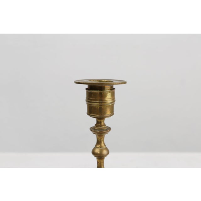 Antique Flemish Copper Disc Candlestick, 15th Century For Sale - Image 4 of 12