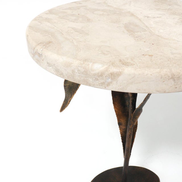Not Yet Made - Made To Order Tobacco Willow Accent Table Travertine For Sale - Image 5 of 7