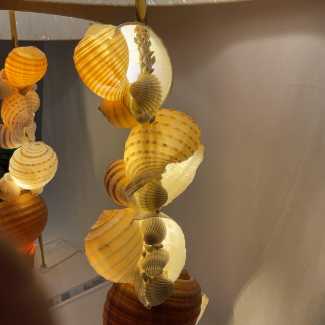 Natural Shell Lamps on Lucite Bases With Shades and Finials - a Pair For Sale - Image 12 of 12