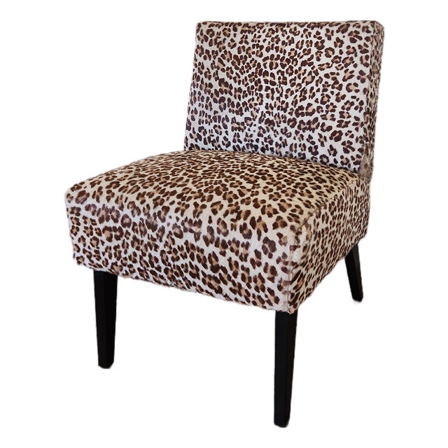 Mid 20th Century Leopard Print Cowhide Accent Chair For Sale