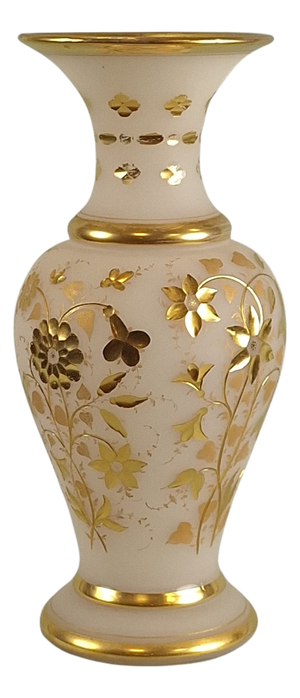 Antique 19th Century French Opaline Gilded Glass Vase