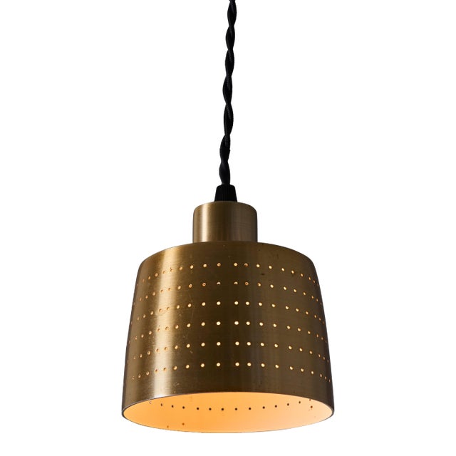 1950s Carl Thore Perforated Brassed Metal Pendant For Sale