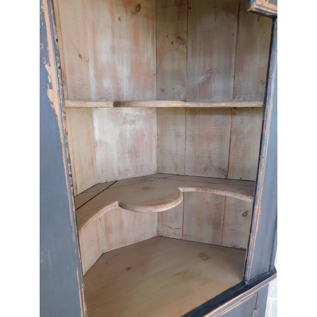 Paint Primitive Shaker Style Paint Distressed Corner Cabinet by Ezra G Tiffin Ohio For Sale - Image 7 of 12
