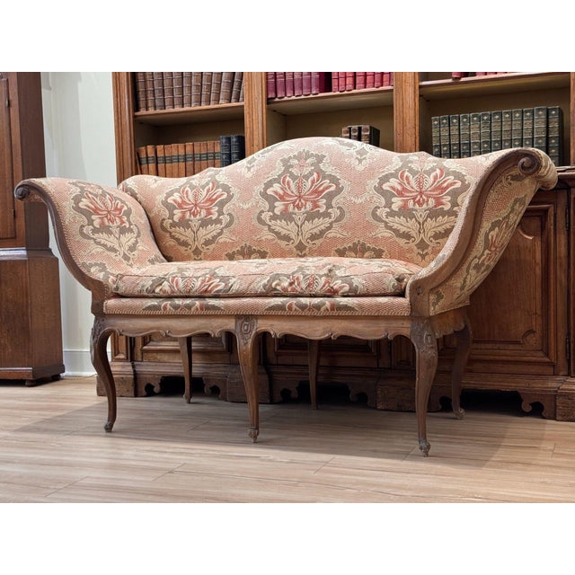 Wood 19th Century Italian Walnut Settee With Scrolled Arms For Sale - Image 7 of 17