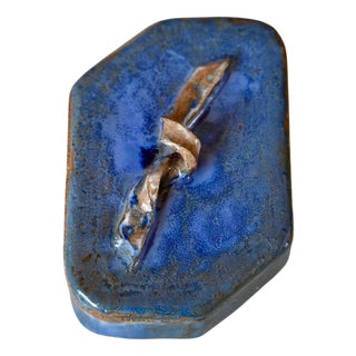 Vintage Glazed Terracotta Box For Sale