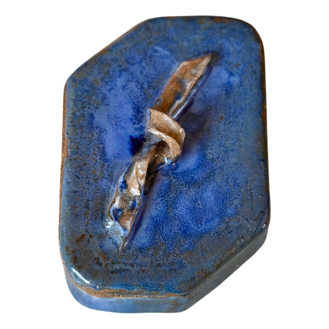 Vintage Glazed Terracotta Box For Sale