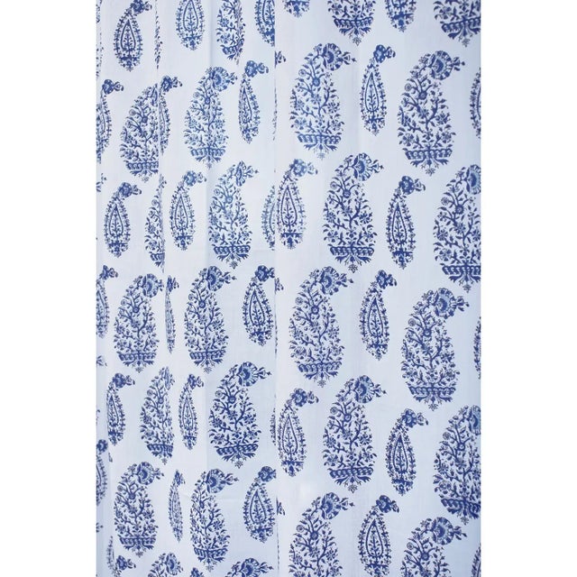 Indian Malabar Multi-Paisley 45" X 96" Deep Blue Curtain For Sale - Image 3 of 4