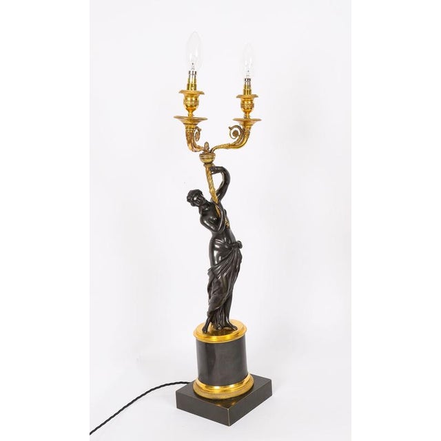 Antique French Bronze and Ormolu Two Light Candelabra, Set of 2 For Sale - Image 10 of 18