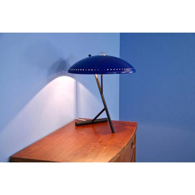 Metal Dutch Blue Desk Lamp, 1960s For Sale - Image 7 of 11