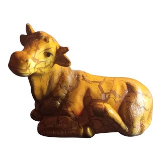 1980s Ceramic Cow Figurine For Sale