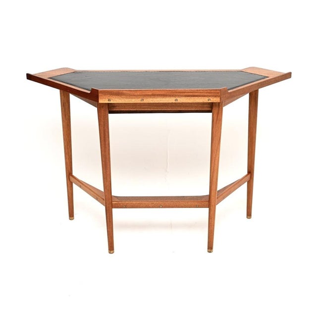 Wood Vintage Corner Desk with Leather Top, 1960 For Sale - Image 7 of 13