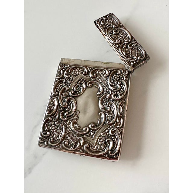 Antique 1909 Edwardian Sterling Silver Stag Calling Card Case by Crisford & Norris For Sale - Image 4 of 16