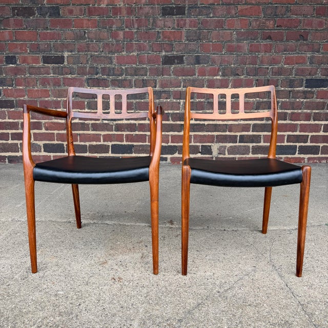 Mid-Century Modern Set of 6 Model 79 Rosewood Dining Chairs by Niels Møller for J. L. Møller For Sale - Image 3 of 12
