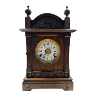 Antique English Parlor Mantel Clock by Fattorini & Sons - Patented Alarm For Sale
