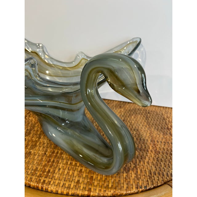 Mid 20th Century Mid Century Hand Blown Swirl Glass Swan For Sale - Image 5 of 12