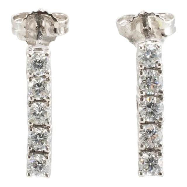 Ladies 14k White Gold 0.56ctw Lab Grown Round Diamond Dangle Drop Earrings, A Pair For Sale