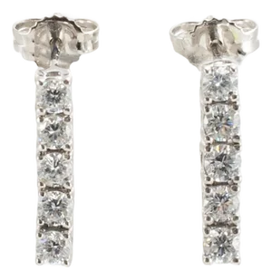 Ladies 14k White Gold 0.56ctw Lab Grown Round Diamond Dangle Drop Earrings, A Pair