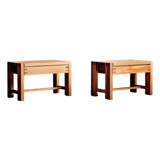 T07 Bedside Tables in Elm by Pierre Chapo, 2010, Set of 2 For Sale