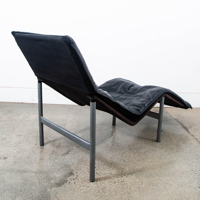 Metal 1970s Mid Century Danish Modern Lounge Chair Chaise Black Leather Attributed to Tord Bjorklund Metal For Sale - Image 7 of 9