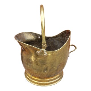 Mid 20th Century Vintage Mid Size Brass Coal Scuttle For Sale