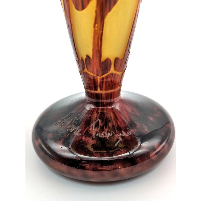 This Exceptional Art Deco cameo glass vessel in the "Pavots" (Poppy) pattern was designed by Charles Schneider for his Le...
