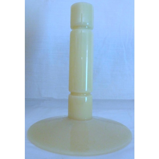 Title: Early 20th Century Carder Steuben Ivory Glass Centerpiece Vase and Candleholders - 3 pieces. Offered is a Carder...