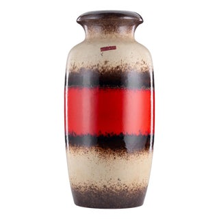 Vintage Flower Power Ceramic Floor Vase in typical 1970s Colors Model 291-45 by Scheurich West Germany, 1970s For Sale