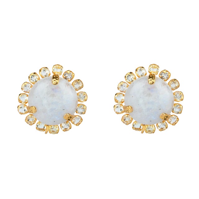 The Ellis Studs – featuring a round centerpiece with contrasting stones, these semi-precious earrings combine vintage...