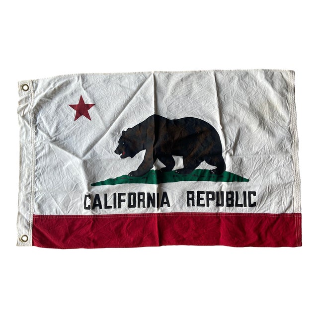 Vintage California Republic Cotton Flag For Sale