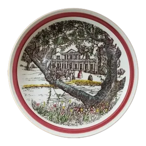 1940s Vernon Kilns "Bits of the Old South" Plate "A Southern Mansion", Made in Usa