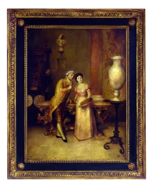 Figurative Scene, 1980s, Oil on Canvas, Framed