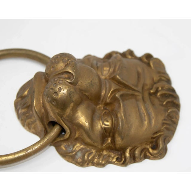 Vintage Cast Brass Lion's Head Large Door Knocker For Sale - Image 9 of 12