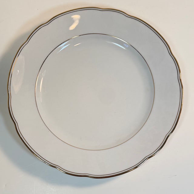 Late 20th Century Late 20th Century French Country White Bavarian Porcelain Dinnerware Set, Scalloped Gold Trim, 40 Pieces For Sale - Image 5 of 18