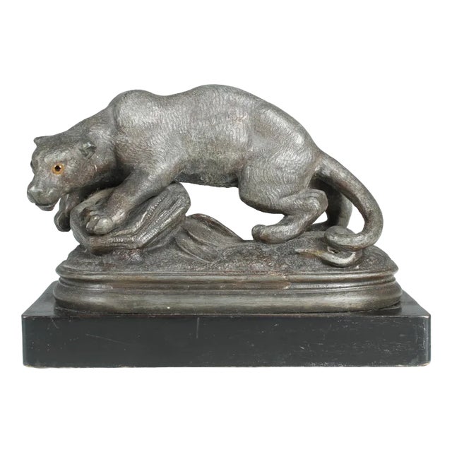 Antique Zinc Casting Panther Sculpture, 1880s For Sale