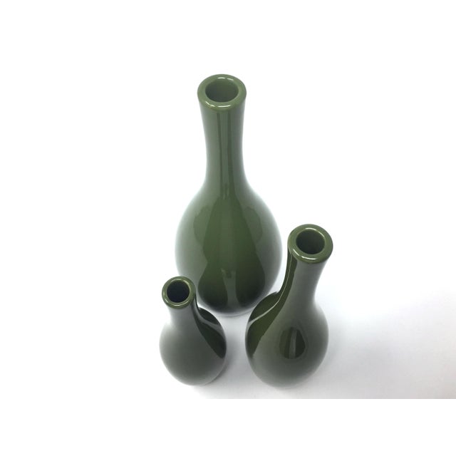 Global Views Ceramic Green Bowling Pin Vases Set of 3 Chairish